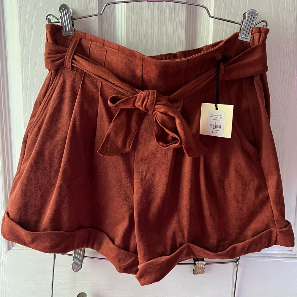 Francesca's Collections High Waist Rust Shorts